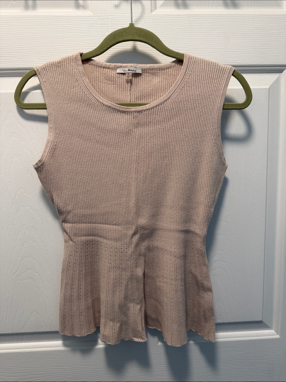 VILA Blush Ribbed Sleeveless Peplum Tank